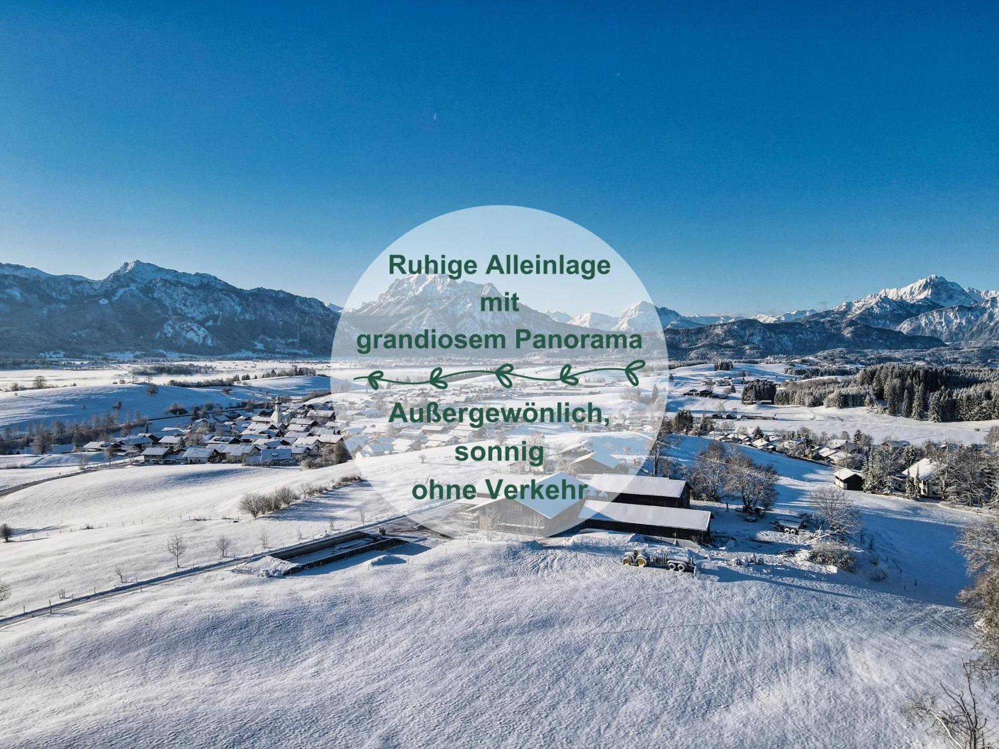 Chalet - Ferienwohnungen - Biohof Stoeger - Panoramasuedbalkon - Grandiose Aussicht Auf See, Berge Und Schloss Neuschwanstein ريدن المظهر الخارجي الصورة